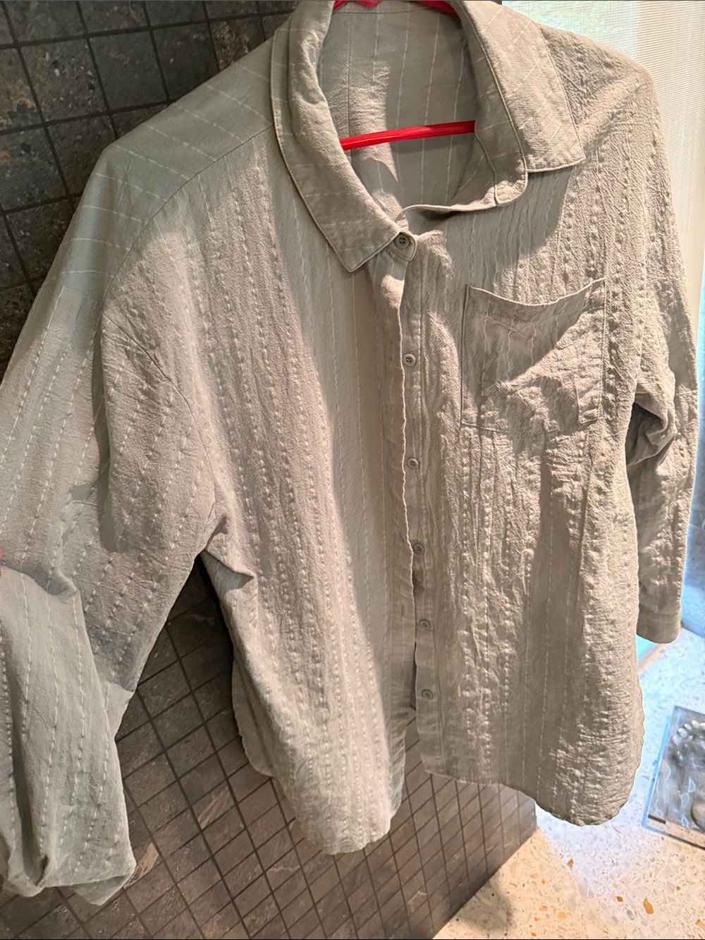 Light Sage Textured Button-Down Shirt